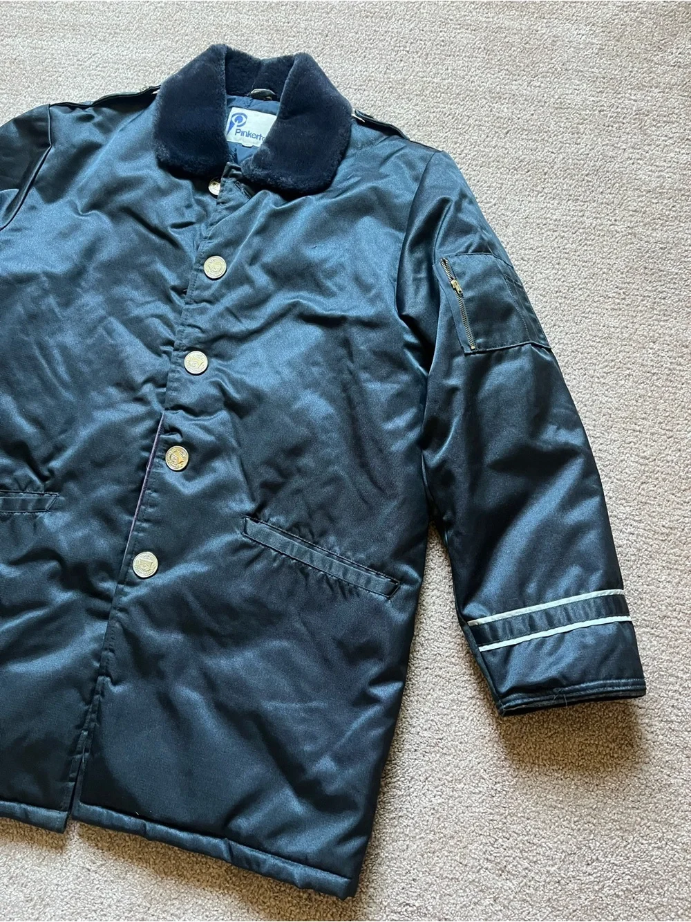 VTG 70’s Pinkerton Security Services Navy Blue Fur Collared Coat